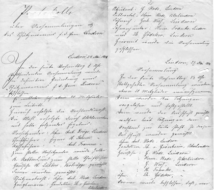 Handschriftlichs Gründungsprotokoll vom 24. Mai 1905