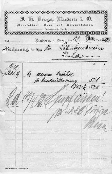 Die Rechnung für die Kinderbelustigung (1922)