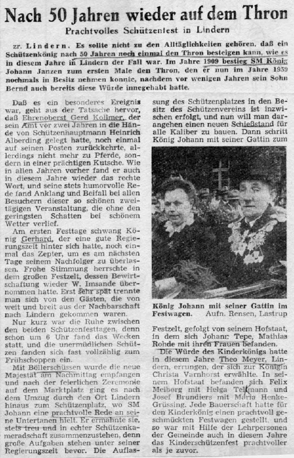 „Nach 50 Jahren wieder auf dem Thron“ (1959)